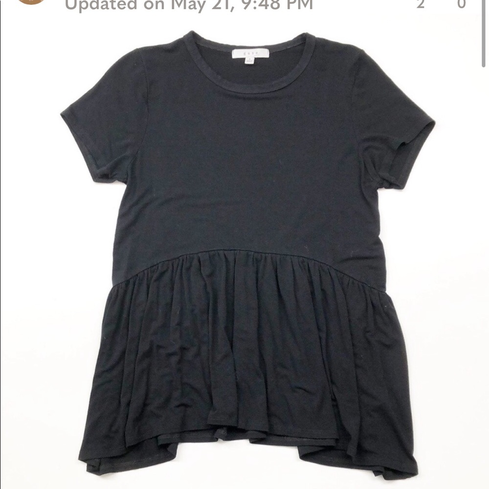Gaze black short sleeve peplum top